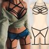 Women Hollow Out Elastic Cage Bra Bandage Strappy  Bra Bustier Top+Pants