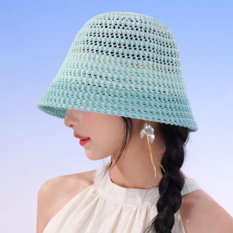Hollow breathable fisherman hat children summer outdoor sunshade sunscreen bucket hat show face small sun hat