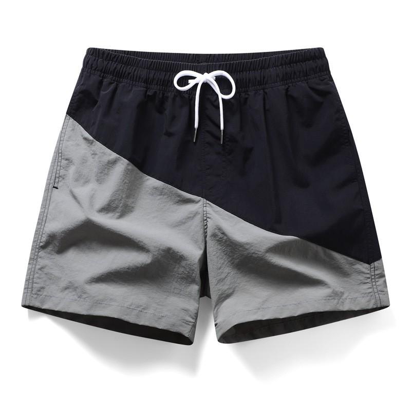 Mens Quick-Dry Beach Shorts Outdoor Swim Trunks Casual 5-Point Pants With Color Block Design