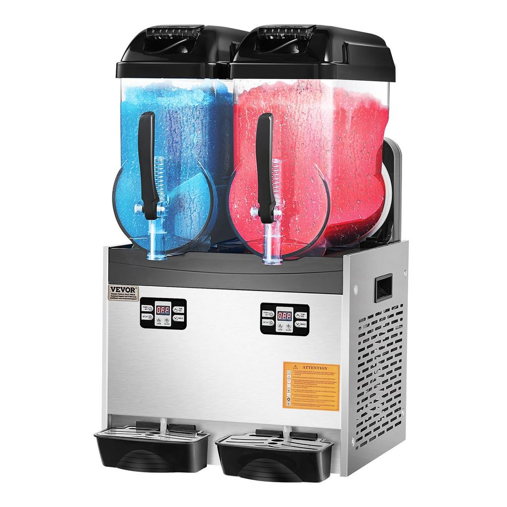VEVOR Commercial Slushy Machine, 12Lx2 Double Tank Frozen Drink Machine, 96 Cups Stainless Steel Margarita Smoothie Frozen Drink Maker
