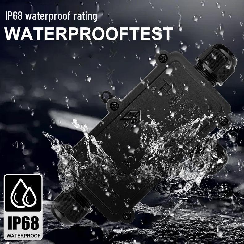 Hydraulic Waterproof Cable Connector Box: Splash-Proof, 1 In 2 Out Junction for High Power
