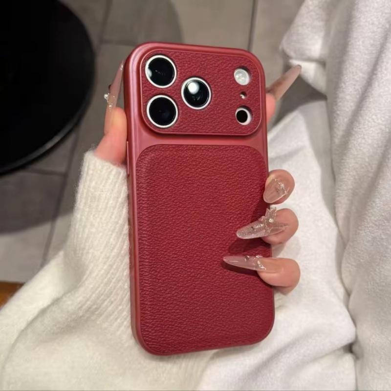 Autumn/Winter Lychee Texture Phone Case for iPhone 17 Pro Max, 16, and 15