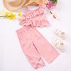 Children's Fashion Set 2025 Summer Girls Fashion Striped Halter Top and Shorts 2-piece Set