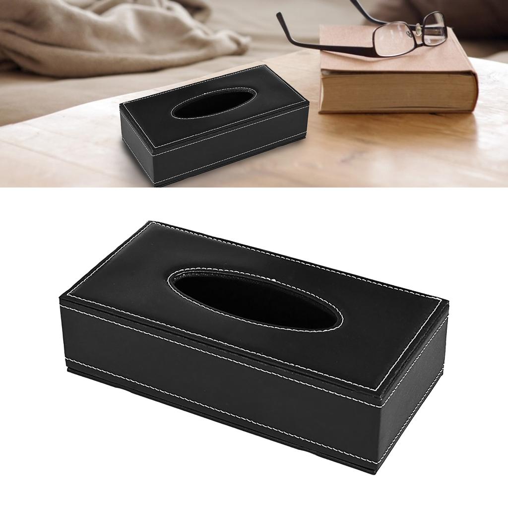 Tissue Box Cover Large Capacity Rectangle Leather Tissue Box Holder Napkin Dispenser for Home