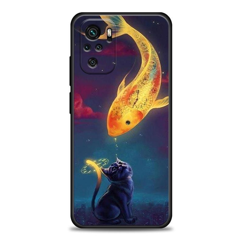 Забавный Милый Кот Лайн-Арт Чехол Для Телефона Для Xiaomi Redmi Note 11 10 9 8 Pro 9S 8A 10S 11S Мягкая Крышка Для Redmi Note 8Pro 10Pro Fundas