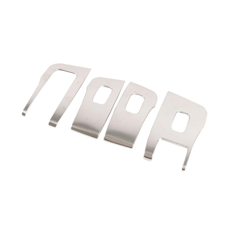 Для Tesla Model 3 Y 2017-2023 дверь автомобиля серебристого цвета, подлокотник из нержавеющей стали, кнопка подъема окна, крышка панели переключателя