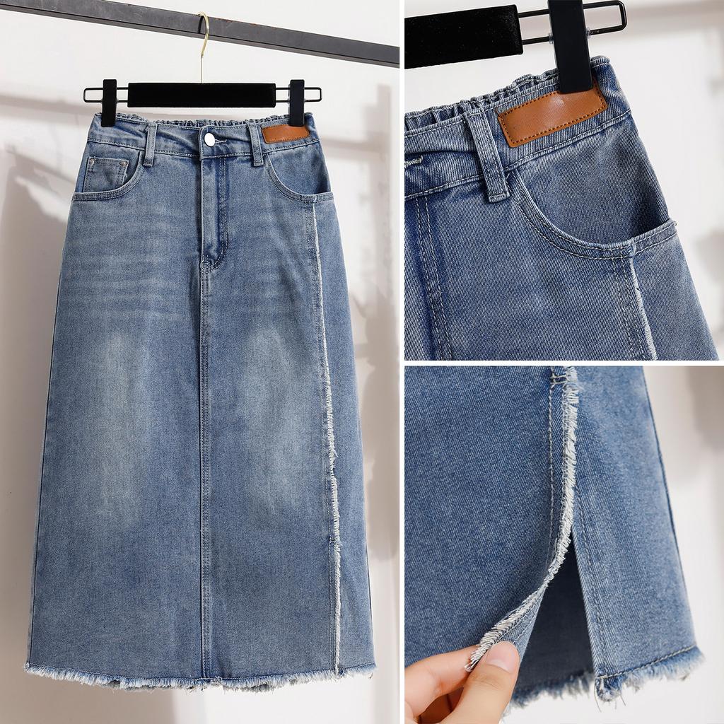 Dimanaf 2025 Plus Size New Spring Denim Skirts Women A-Line Clothing Fashion Loose Jeans Skirt High Waist Vintage