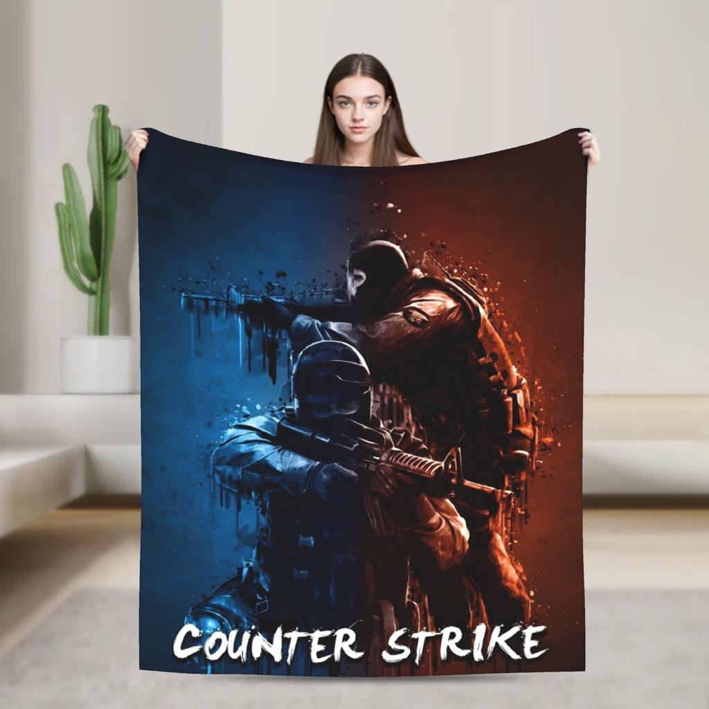 Counter Strike CS Go Fashion Blanket Shootting Game Art Plush Awesome Soft Throw Fashion Blanket for Home Textile Decor Outdoor