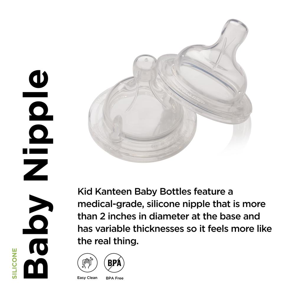 Klean Kanteen Slow Flow Baby Bottle Nipple, 19322045000001, Clear, Single Hole