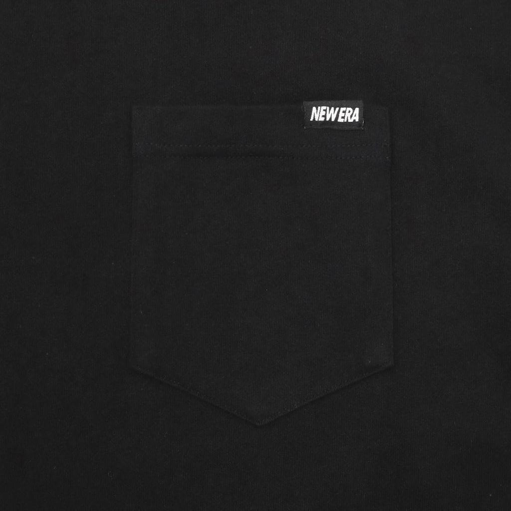 New Era ONSPOTZ Exclusive Oversized Cotton Pocket Tee with Mini Brand Size Size Logo, Black, L, S/S