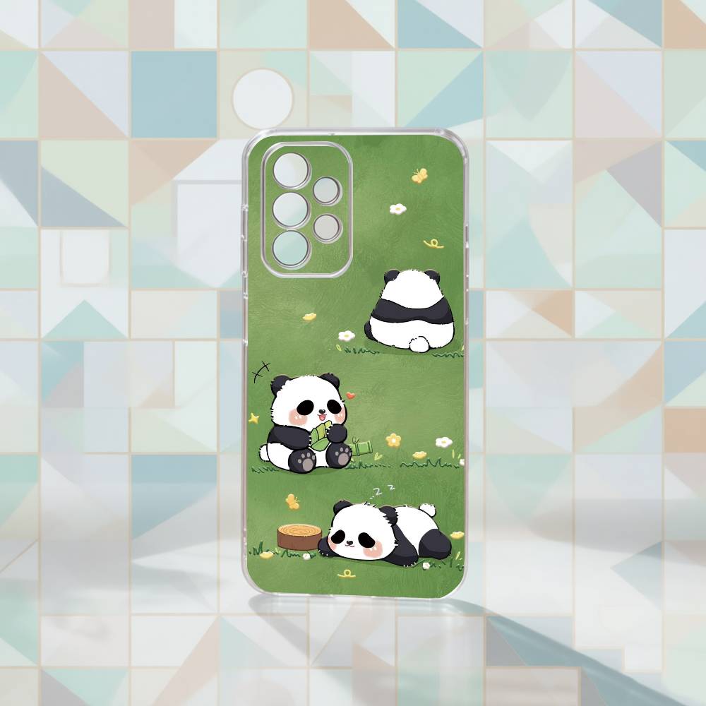 Cute Panda Phone Case Transparent Silicone Soft For Samsung S25,S24,S21,S22,S23,S30,Ultra,S20,Plus,Fe