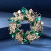 Bauhinia Brooch High-End Female Emerald Flower Crystal Brooch Classic Luxury Large Pin Exquisite Suit Accessories
