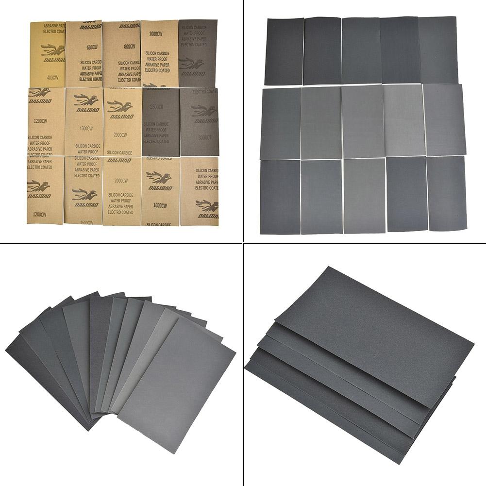 15Pcs Sandpaper Silicon Carbide Replacement Paint Car Body Accessories