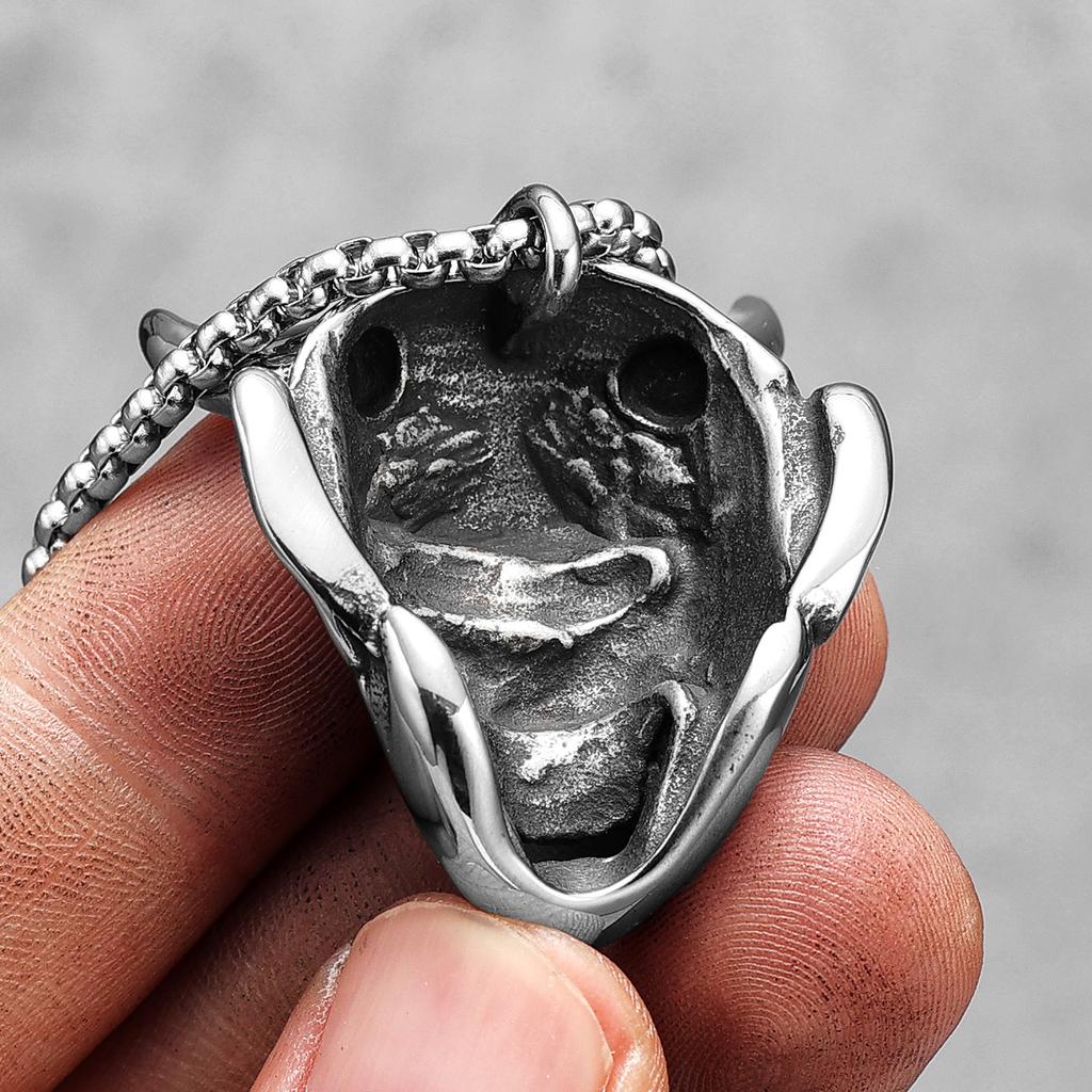 Japanese Prajna Mask Stainless Steel Men Women Necklaces Pendants Chain Punk Jewelry Creativity Gift Dropshipping Wholesale 3