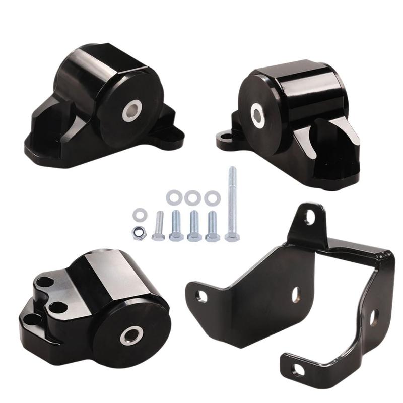 Black 3 Bolts Engine Motor Mount Bracket kit For Honda Civic EK B16 B18 B20 B & D Series 96-00 Aluminum  BILEET