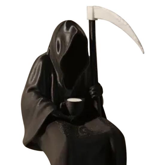 Sitting Grim Reaper Figurine Black Robe Man Ornament Gothic Faceless Man