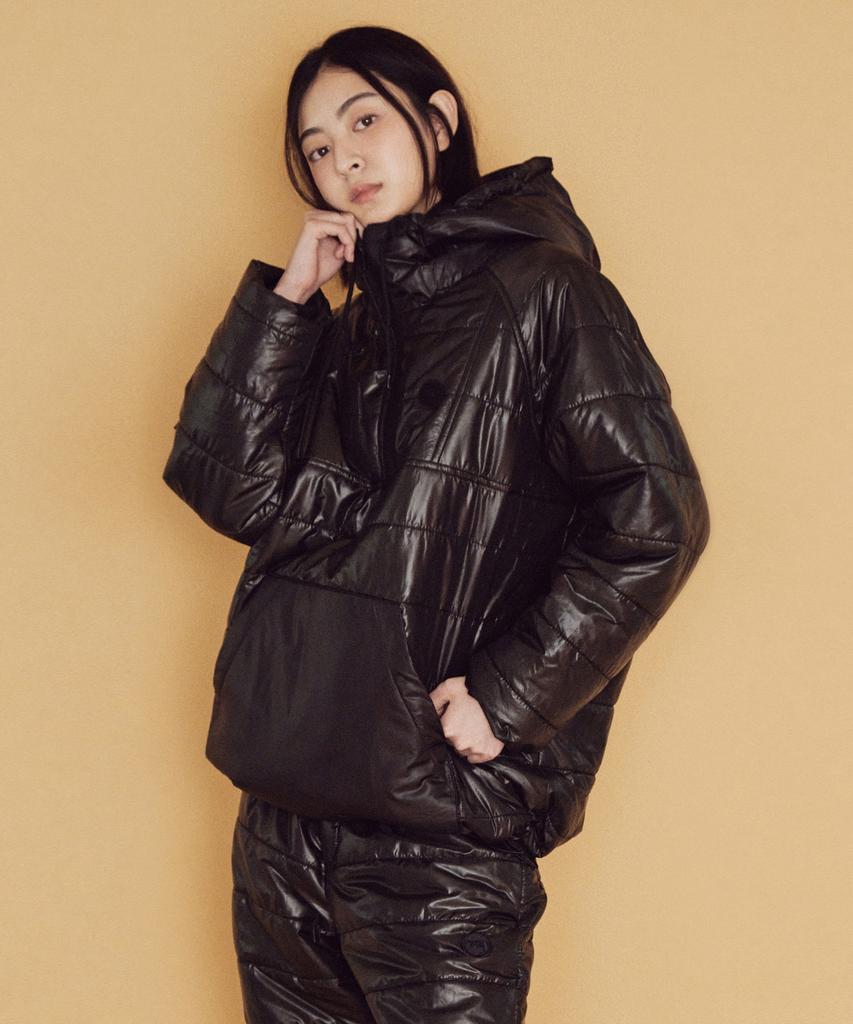Mayol Unisex Quilted Hoodie Setup Jumper_Glossy Black