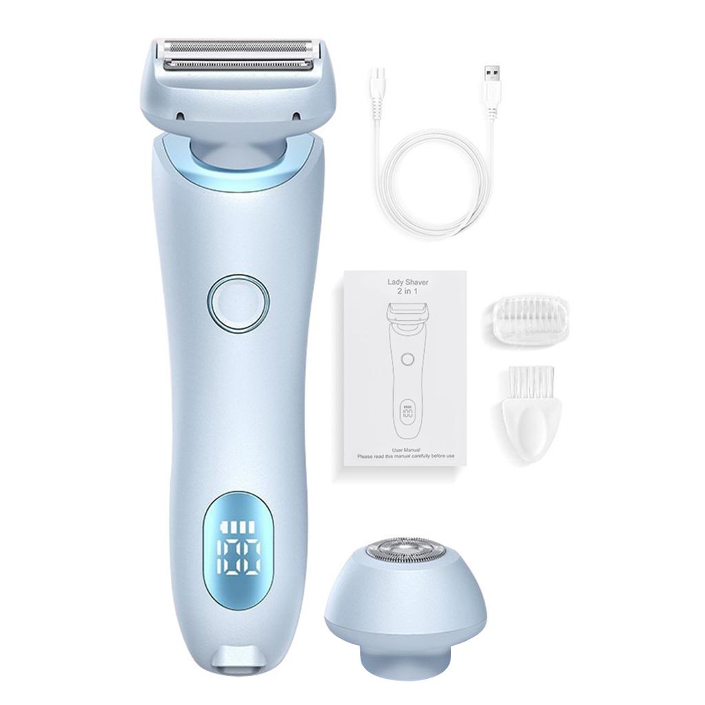 2-in-1 Bikini & Body Trimmer - Women's IPX7 Waterproof Electric Shaver for Face Underarms Legs, Painless Hair Removal Kit