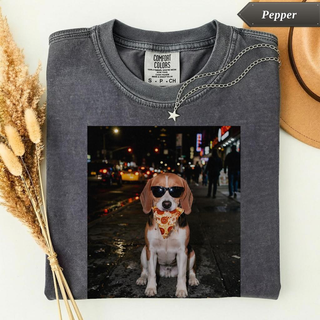 Beagle Pizza Shirt, Funny Dog Lover Tee, Pizza Slice Graphic T-Shirt, Dog Mom Dad Gift, Humorous Pet Owner Shirt, Cool Beagle Streetwear Tee