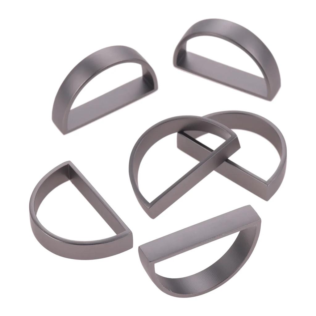 6pcs Alloy Napkin D-rings Dinner Cloth Holder Matte Gold/Silver/Black 4.7cm/1.85In Simple Design Decor Wedding Birthday Party