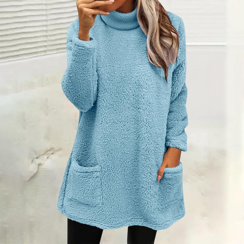 Sweatshirts For Women Mock Turtleneck Fall Winter Warm Sweater Plus Size Tunic Pullover Tops With Pockets