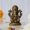 Golden Metal Handcrafted Blessing Lord Ganesha Idol for Home Decor Office Car Dashboard- Ganesha Statue for Puja Room