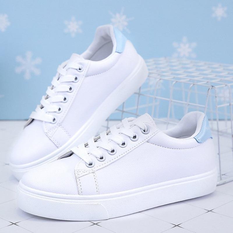 Women Sneakers Fashion Breathble Vulcanized Shoes Pu Leather Platform Shoes White Lace Up Casual Shoes Zapatos Mujer