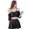 Swimsuit Hot Spring Cute Swimwear Women's Swimsuit, Bikini, Off-the-shoulder, Bustier-style, 3-piece Set, 2-way, Lace-up Tankini, High-waisted,