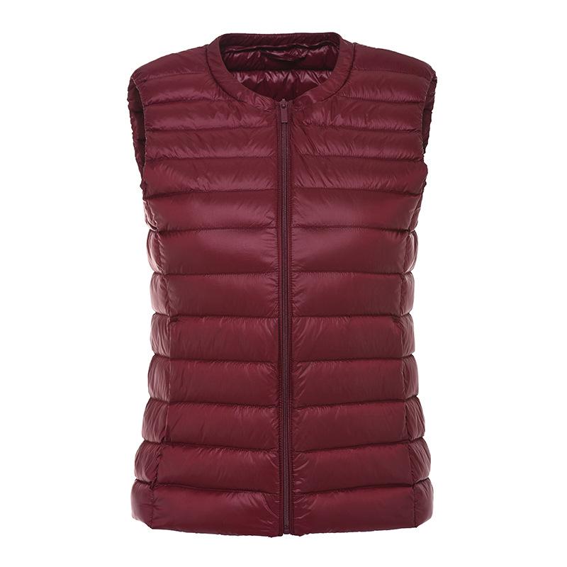 2024 Women's Korean Style Lightweight Sleeveless Down Vest, Plus Size Round Neck Short Winter Jacket