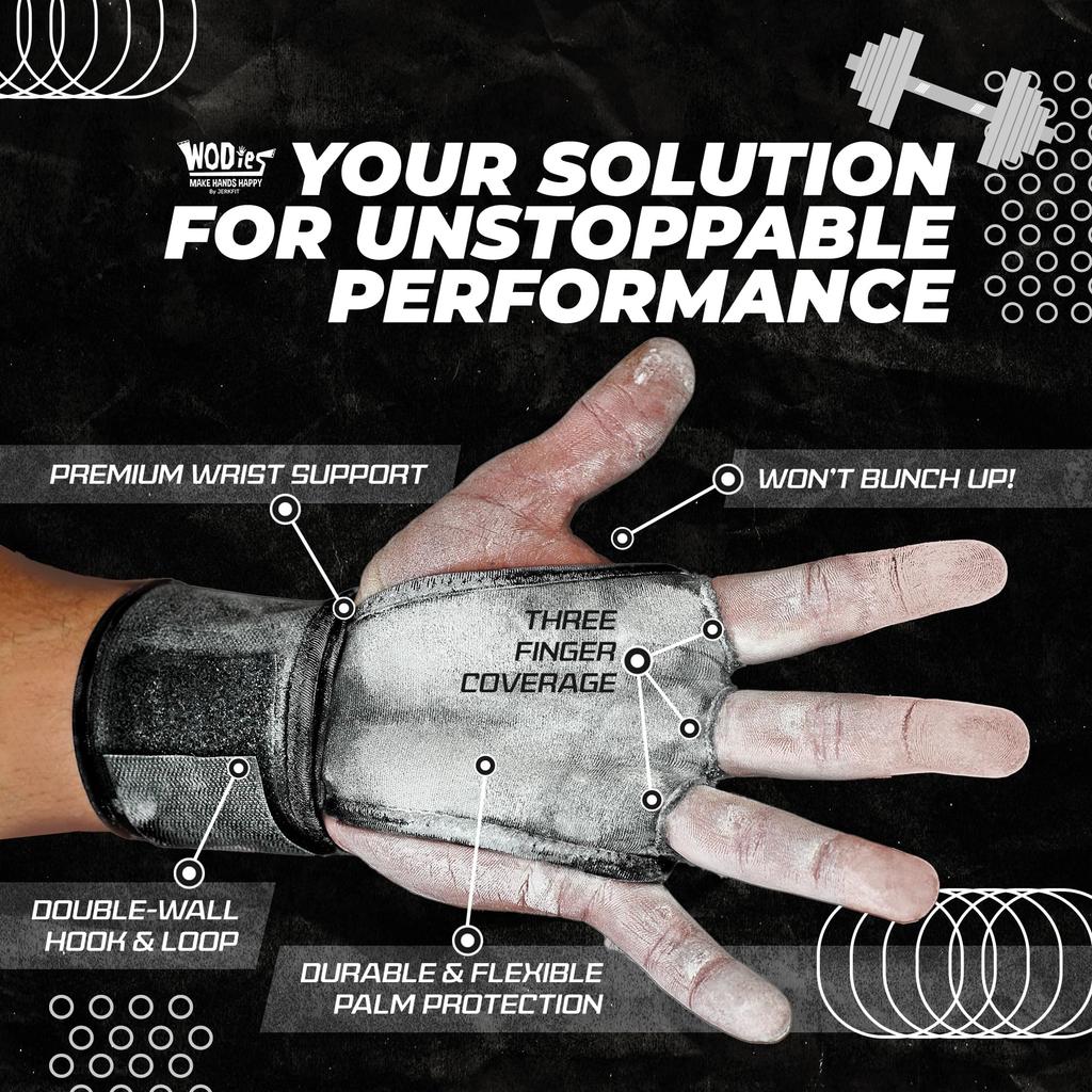 JerkFit WODies Crossfit бинты для запястий и протекторы для ладоней, маленькие черные перчатки,