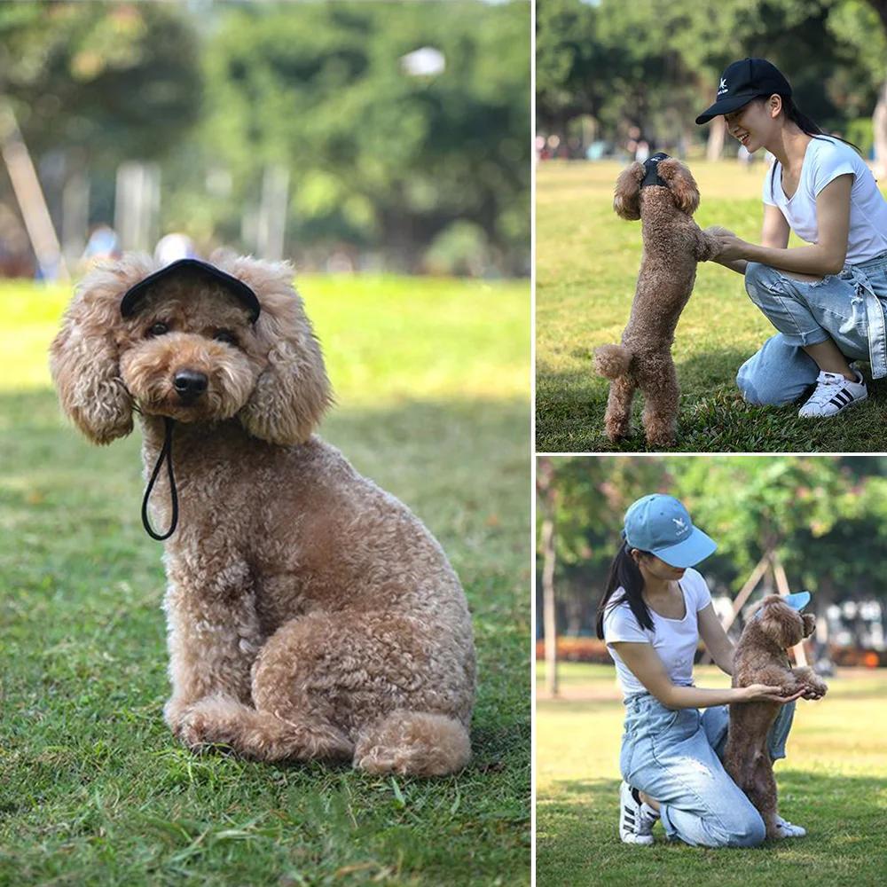 Pet Baseball Caps Cute Dog Sun Hats Puppy Wear-resistant Peaked Cap Summer Outdoor Sun-proof Universal Solid Oxford Caps