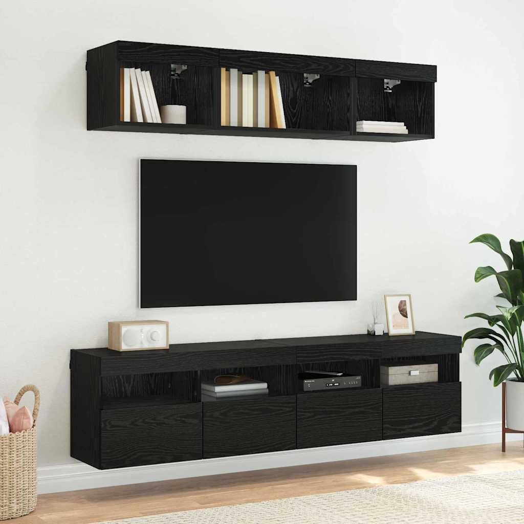 TV Wall Shelves 2 pcs Black Oak Effect 80 x 30 x 40 cm