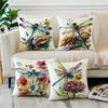 Dragonfly Floral Pattern Printing Pillowcase Living Room Sofa Chair Cushion Cover Home Bedroom Room Decoration 45x45cm