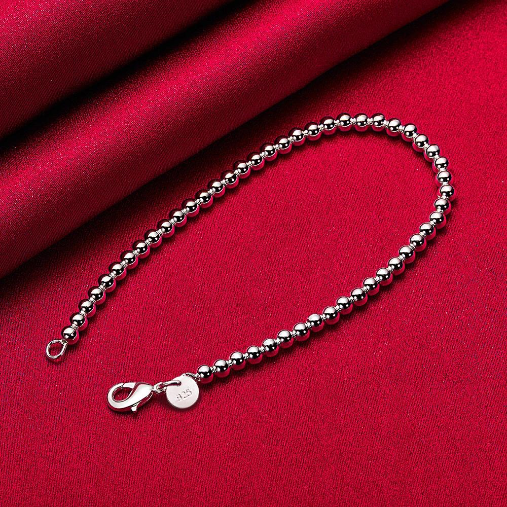 Медь 8 дюймов 4 мм Круглые шарики Гладкие бусины Браслет для женщин Подарок на помолвку Ювелирные изделия Свадьба Мода Вечеринка