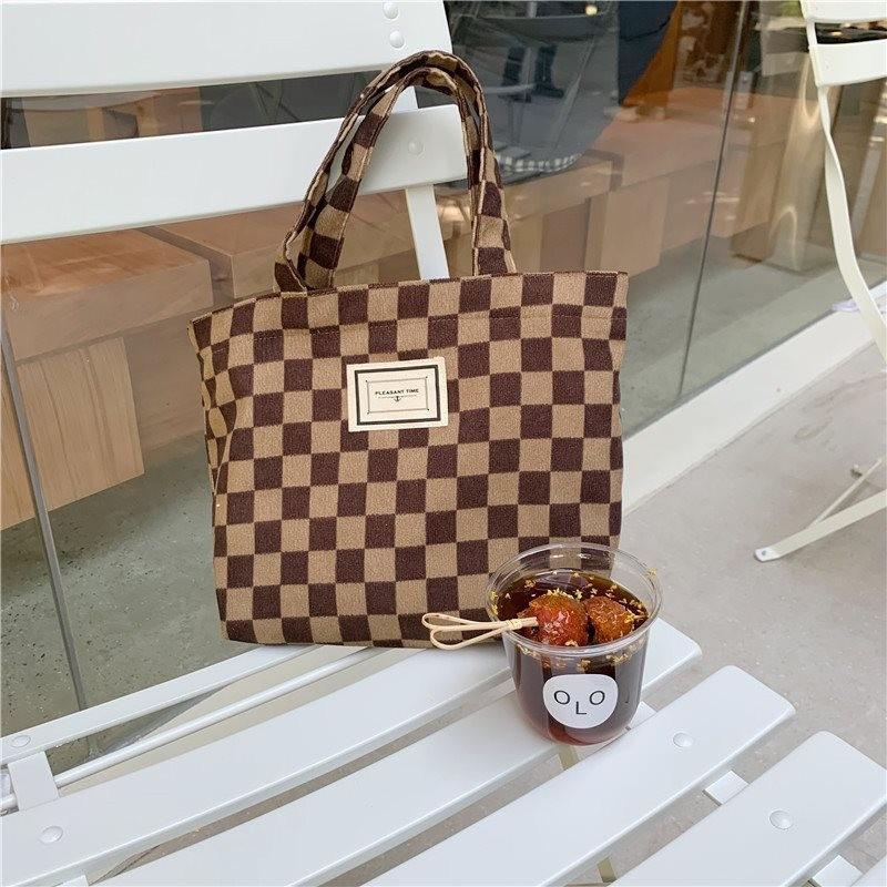 Шикарная винтажная клетчатая сумка-тоут для ланча для мам, стильная изолированная переноска