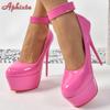 Aphixta Нежно-розовые туфли-лодочки для вечеринки, дискотеки, танцев, женские, платформа 5,5 см, высокий тонкий каблук 16 см, обувь супер большого размера 50