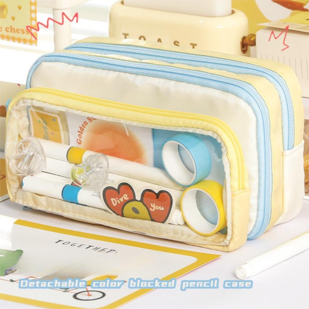Detachable Stationery Pen Bag Portable Cosmetic Storage Bag Large Capacity Pencil Case Office