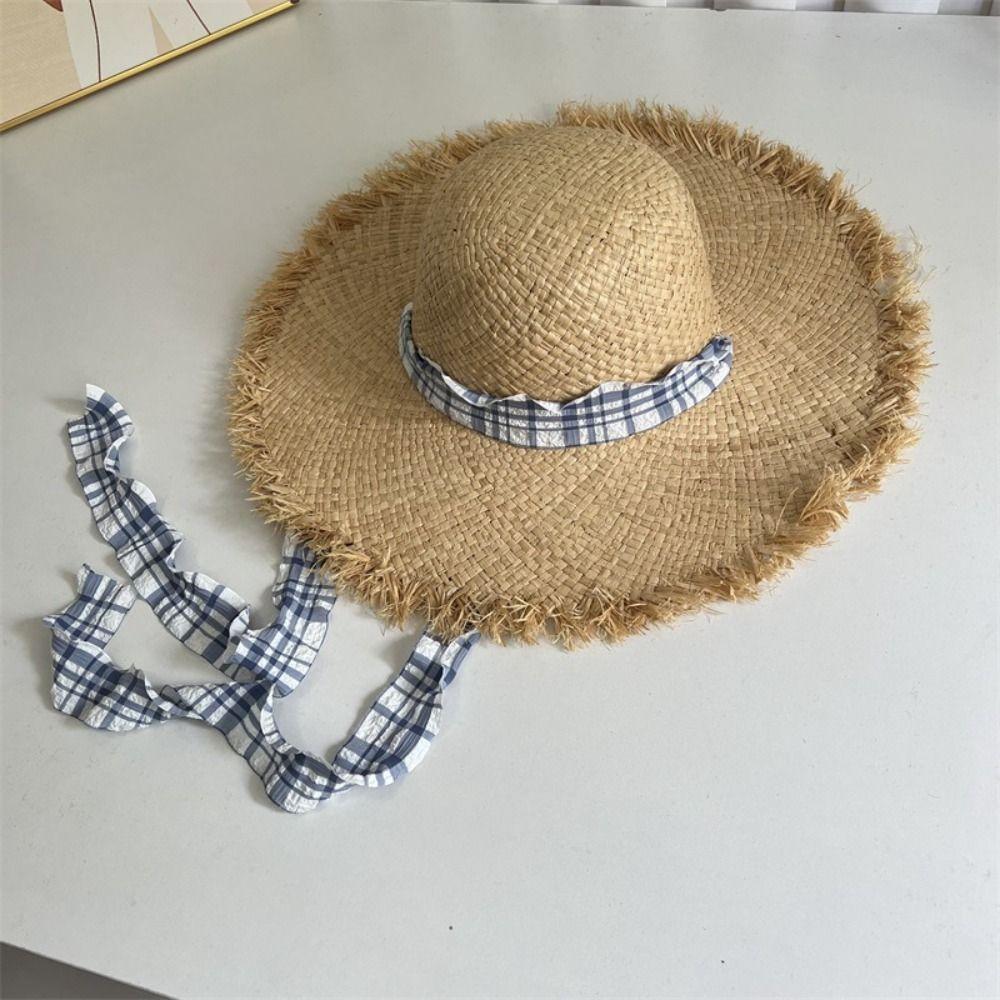 Ribbon Lafite Straw Hat UV Protection Sun Protection Cap Simple Outdoor Visor Cap Summer