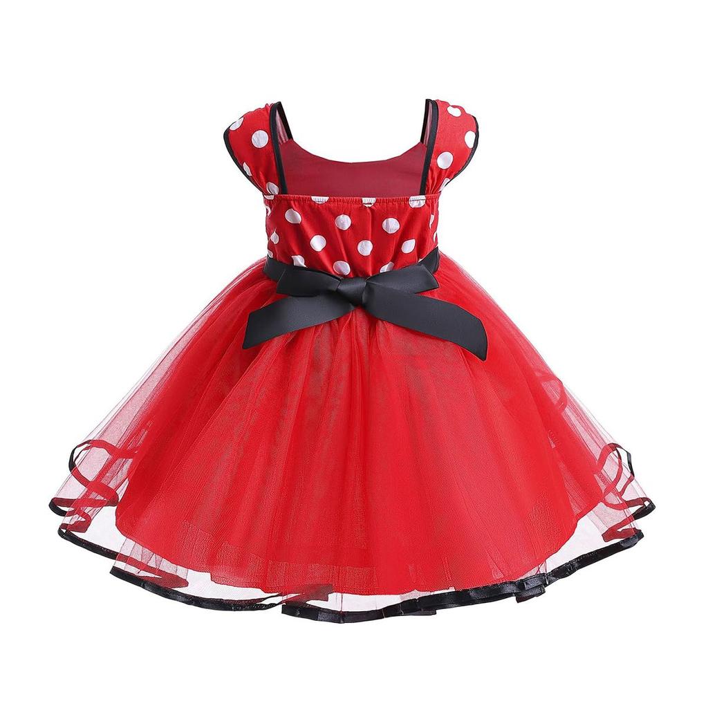 MUXIU Minnie Mouse Halloween Costume for Girls, Cute and Popular Polka Dot Skirt, Short Sleeves, Bow Tie, Party, Dance Costume, Photo Shoot,