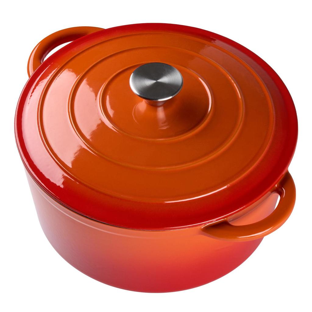 5L Orange Enameled Cast Iron Cooking Pot