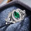 Новое Ретро Высококачественное Посеребренное Женское Вечернее Кольцо Великолепное Зелено-Белое CZ Хороший Подарок На День Рождения для Мамы Элегантное Винтажное Кольцо
