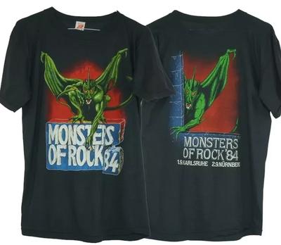 1984 Monsters Of Rock 84 2-сторонняя базовая черная футболка с коротким рукавом