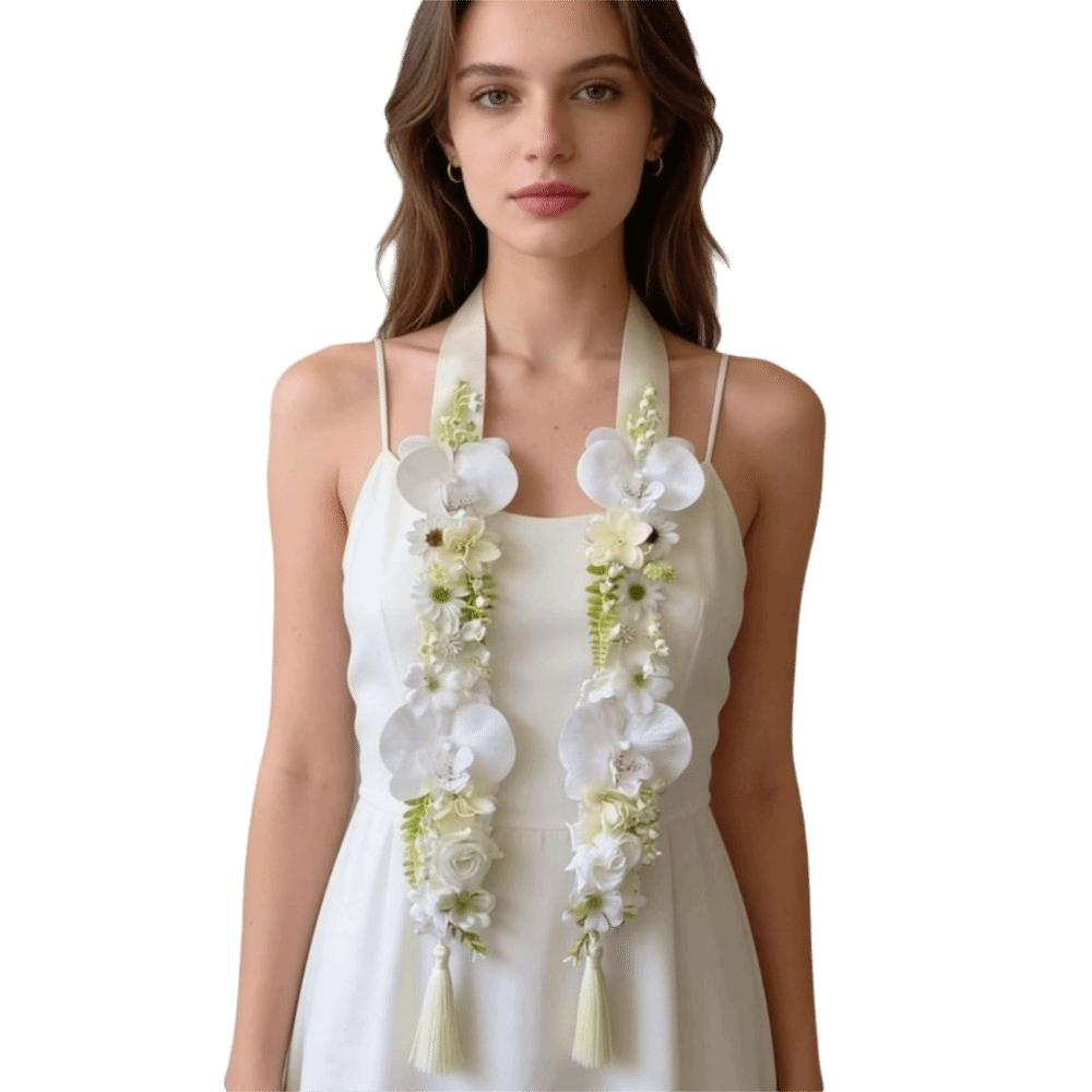 Silk Fabric Floral Shoulder Sash Satin Fabric Artificial Floral Garland Birthday Party