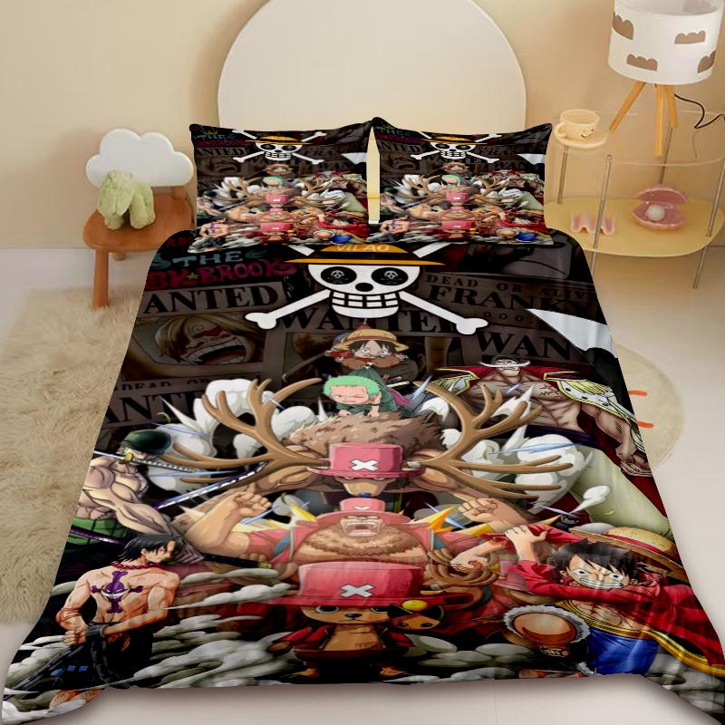 3pcs Anime One Piece Duvet Cover Luffy Cartoon Bedding Set Quilt Cover Twin King Size for Bedroom Decor Children Gifts