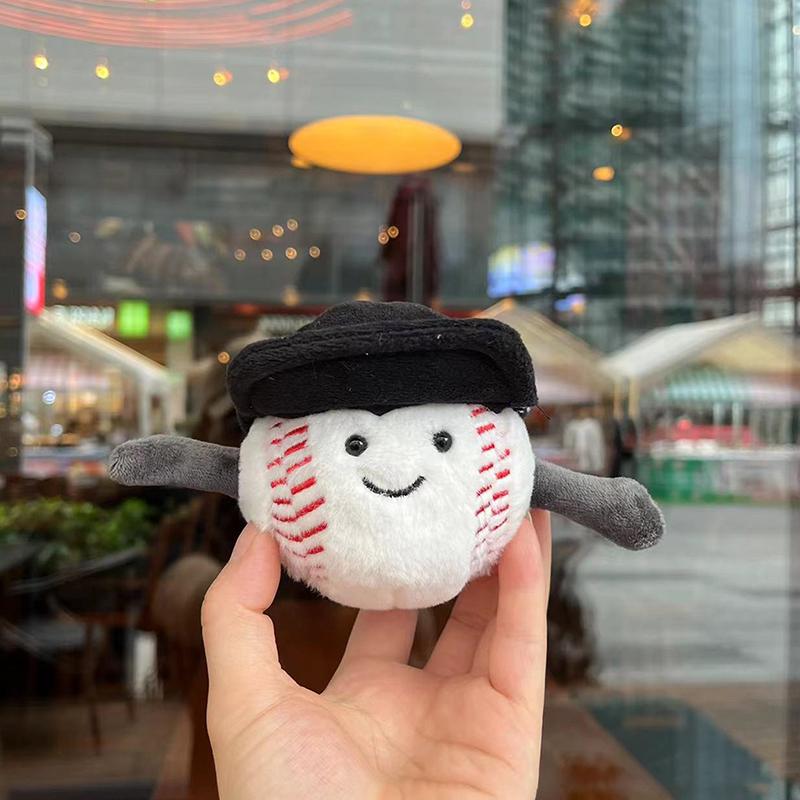 Cute Simulation Ball Series Plush Toy Keychain Cute Ice Hockey Tennis Baseball Badminton Soft Keychain Backpack Decoration Gifts