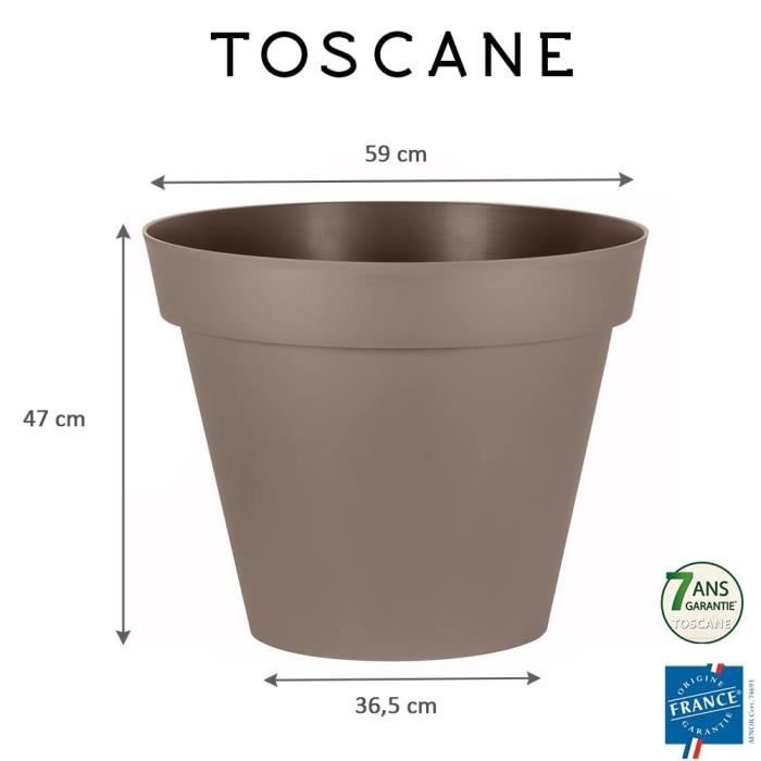 EDA Round Flower Pot TOSCANE - 76 L - Ø 60 X H 47 Cm - Taupe