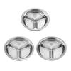 3 Section Circular Serving Tray Round 3 Compartment Divided Plate Stainless Steel Tableware For Small Kitchen