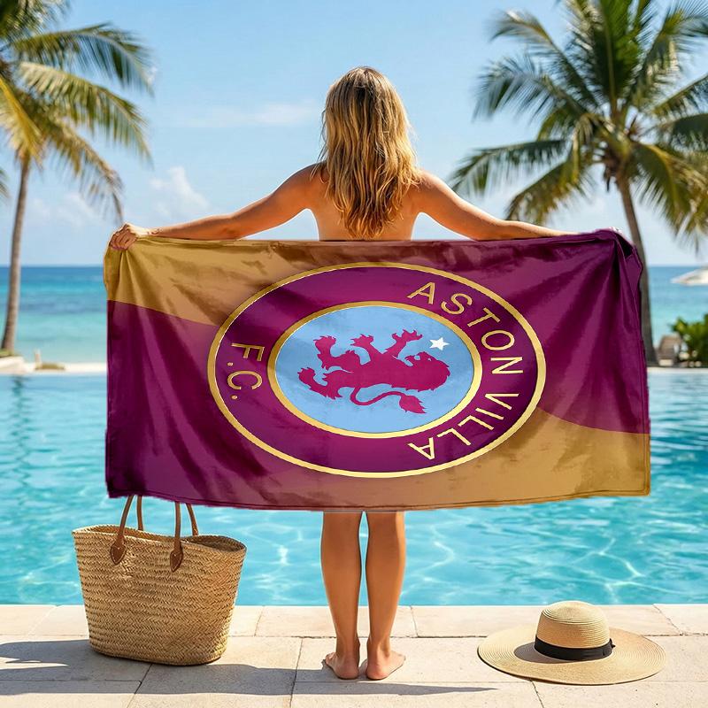 Aston Villa Football Beach Towel Soft Microfiber Summer Towel Quick Dry Absorbent Towel for Beach Swimming Pool Travel