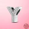 Hot Original 925 Silver Letter CZ Zircon A To Z 26 Letter Charms Beads Fit MULA Charms Bracelet Silver 925 Jewelry
