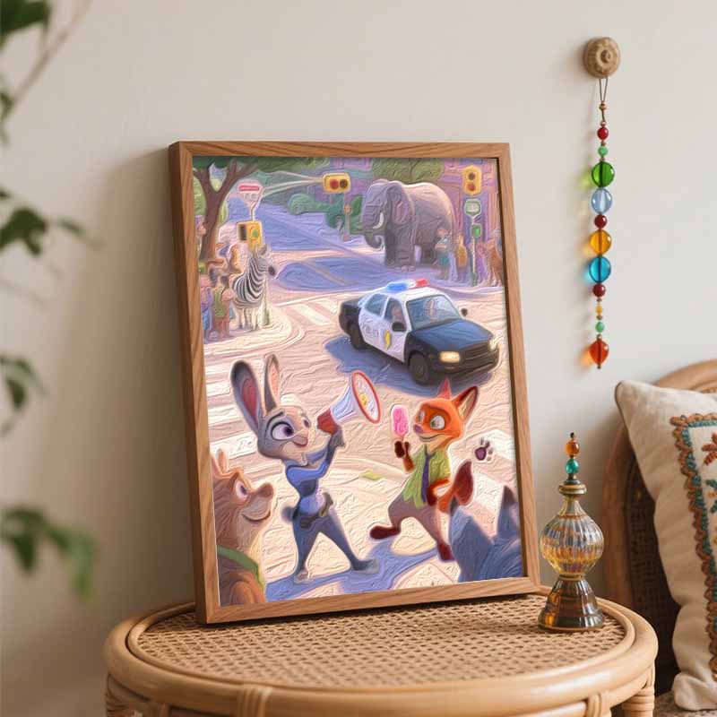 Disney Цифровой набор для рисования маслом Арт-набор Зверополис Полицейский Лис Кролик Уличная сцена Ручная раскраска Раскрашивание Домашний декор